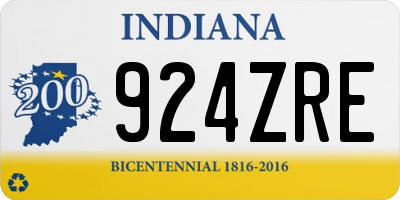 IN license plate 924ZRE