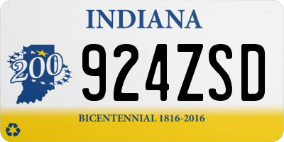 IN license plate 924ZSD