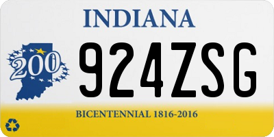 IN license plate 924ZSG
