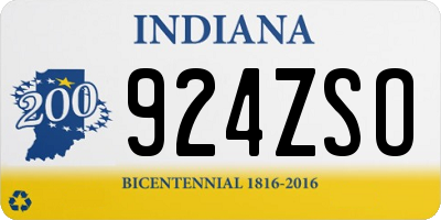 IN license plate 924ZSO