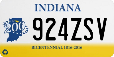 IN license plate 924ZSV