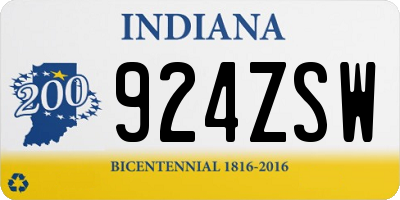 IN license plate 924ZSW