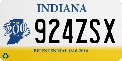 IN license plate 924ZSX