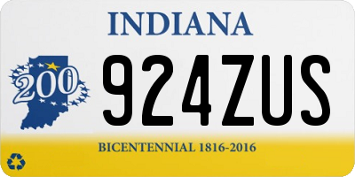 IN license plate 924ZUS