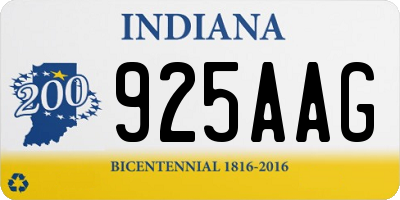 IN license plate 925AAG