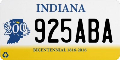 IN license plate 925ABA