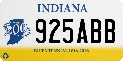 IN license plate 925ABB