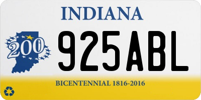 IN license plate 925ABL