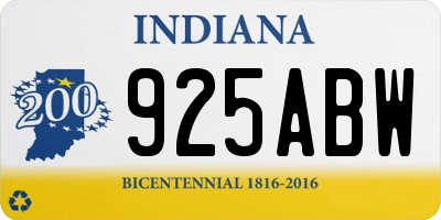 IN license plate 925ABW
