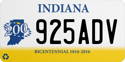 IN license plate 925ADV