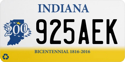 IN license plate 925AEK
