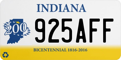 IN license plate 925AFF