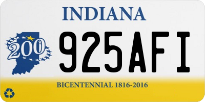 IN license plate 925AFI