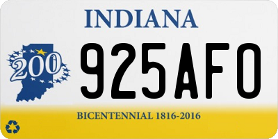 IN license plate 925AFO