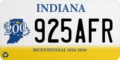 IN license plate 925AFR