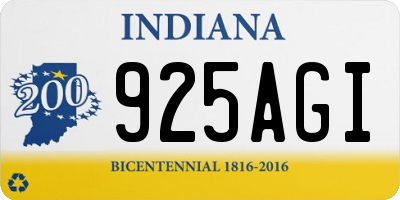 IN license plate 925AGI