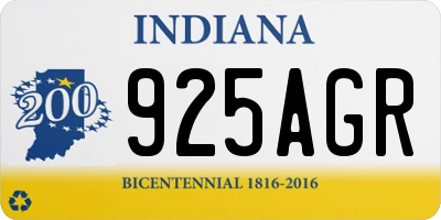 IN license plate 925AGR