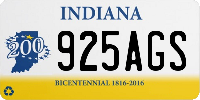 IN license plate 925AGS