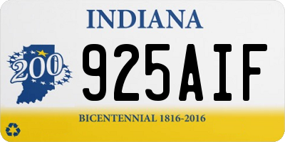 IN license plate 925AIF
