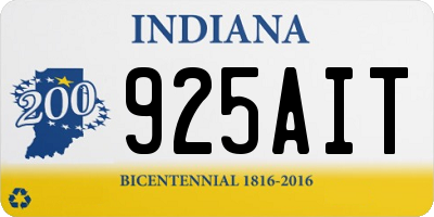 IN license plate 925AIT