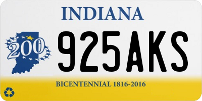 IN license plate 925AKS