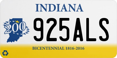 IN license plate 925ALS