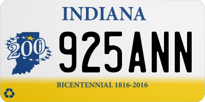 IN license plate 925ANN