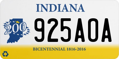 IN license plate 925AOA