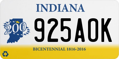 IN license plate 925AOK