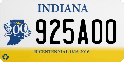 IN license plate 925AOO