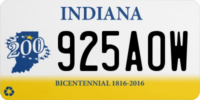 IN license plate 925AOW