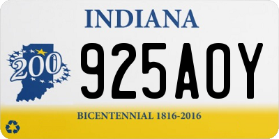 IN license plate 925AOY