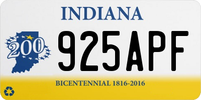 IN license plate 925APF