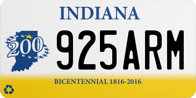 IN license plate 925ARM
