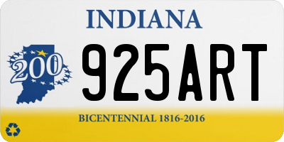 IN license plate 925ART