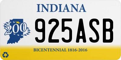 IN license plate 925ASB