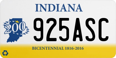 IN license plate 925ASC