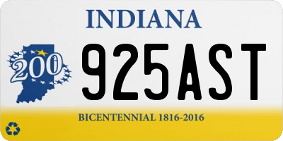 IN license plate 925AST