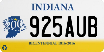 IN license plate 925AUB