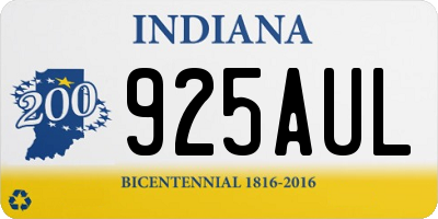 IN license plate 925AUL