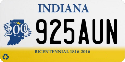 IN license plate 925AUN