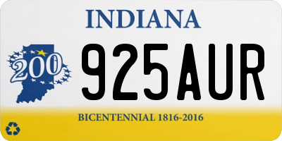 IN license plate 925AUR