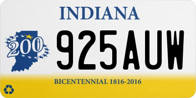 IN license plate 925AUW