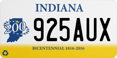 IN license plate 925AUX