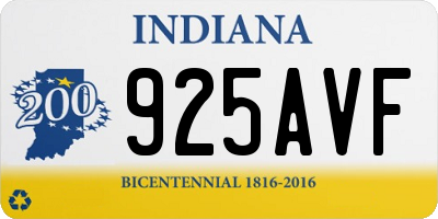 IN license plate 925AVF