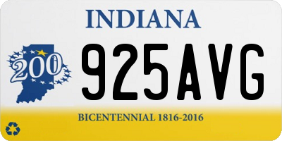 IN license plate 925AVG