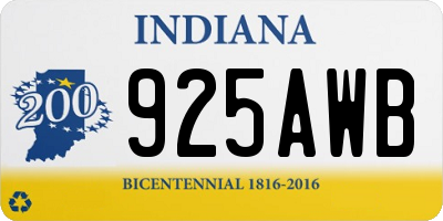 IN license plate 925AWB