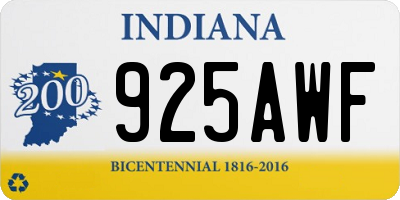 IN license plate 925AWF