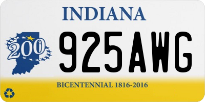 IN license plate 925AWG