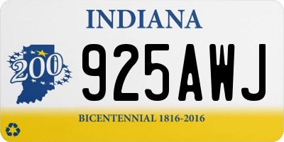 IN license plate 925AWJ